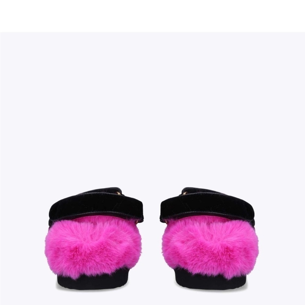 Kurt Geiger Orson Black Velvet Faux Fur Sandals - Picture 4 of 11